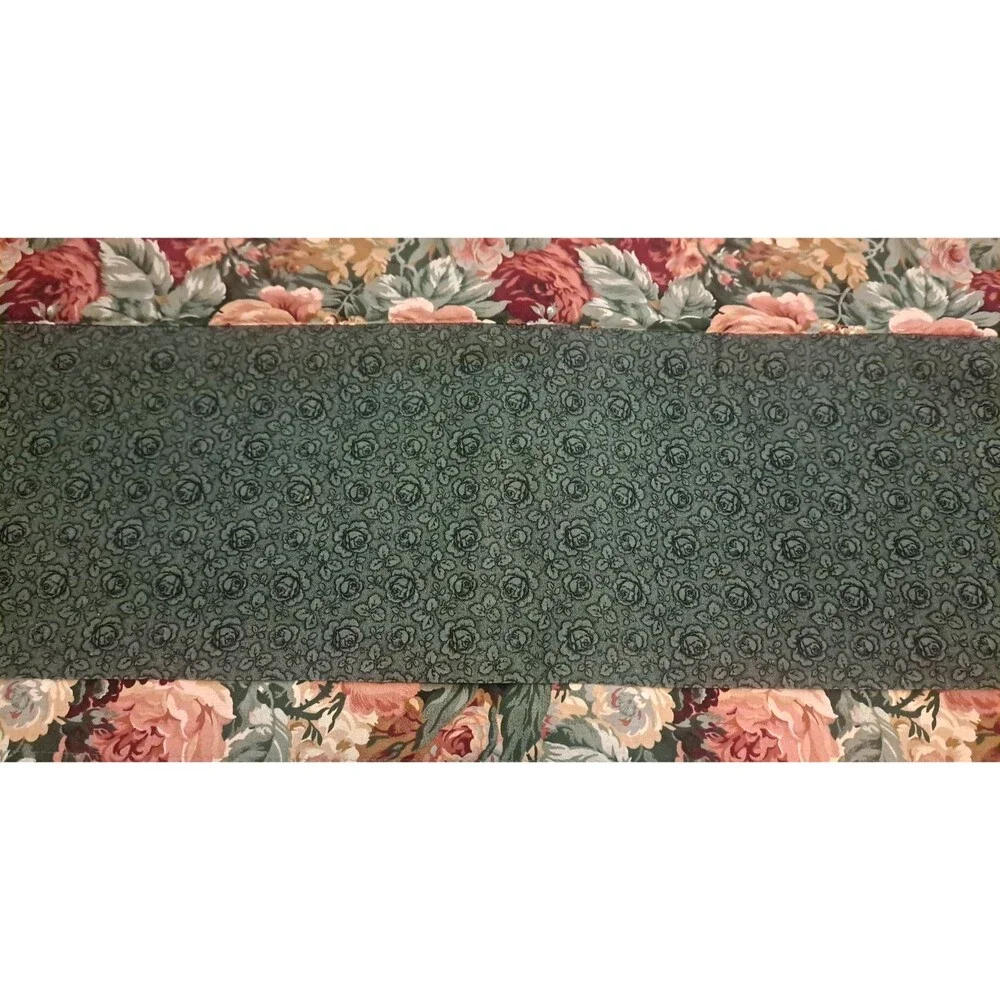 Vintage Pouf Valance Balloon Pink Green Beige Roses Cottage Country 19x86